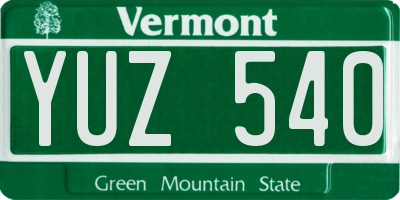 VT license plate YUZ540