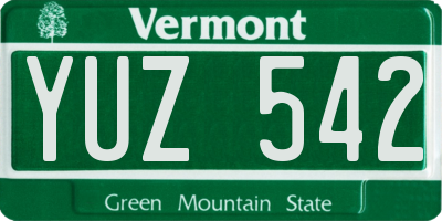 VT license plate YUZ542