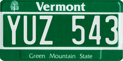VT license plate YUZ543