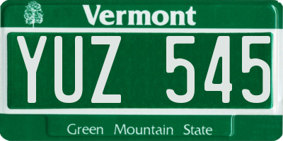VT license plate YUZ545