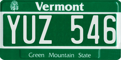 VT license plate YUZ546