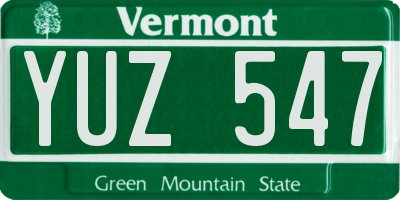 VT license plate YUZ547