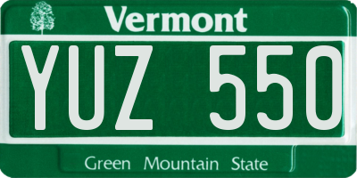 VT license plate YUZ550