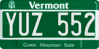 VT license plate YUZ552