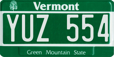 VT license plate YUZ554
