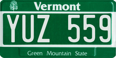 VT license plate YUZ559