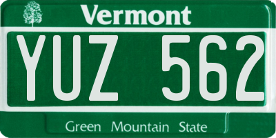 VT license plate YUZ562