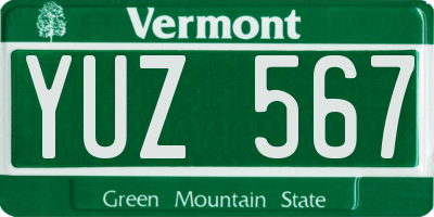 VT license plate YUZ567