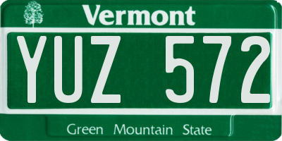 VT license plate YUZ572
