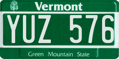 VT license plate YUZ576