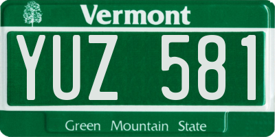 VT license plate YUZ581