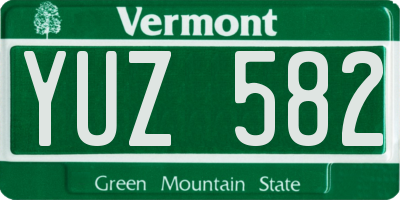 VT license plate YUZ582