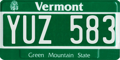 VT license plate YUZ583