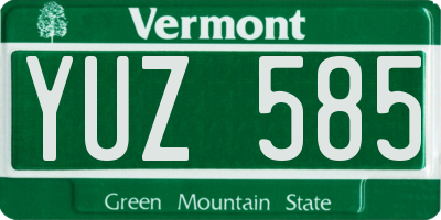 VT license plate YUZ585