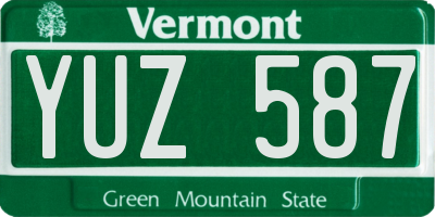 VT license plate YUZ587
