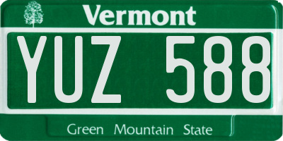 VT license plate YUZ588