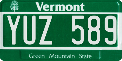 VT license plate YUZ589