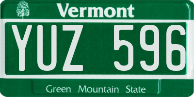 VT license plate YUZ596