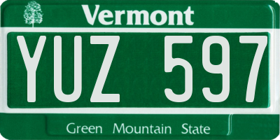 VT license plate YUZ597