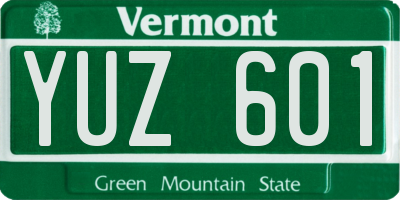 VT license plate YUZ601