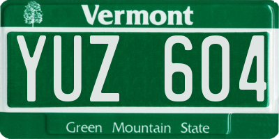 VT license plate YUZ604