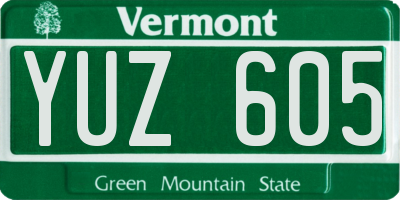 VT license plate YUZ605