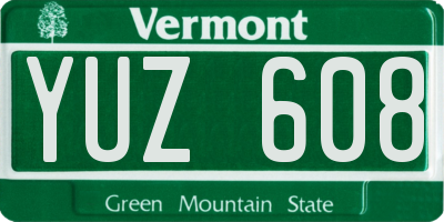 VT license plate YUZ608