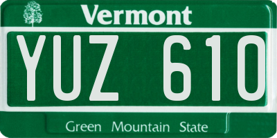 VT license plate YUZ610