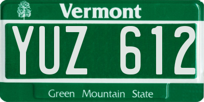 VT license plate YUZ612
