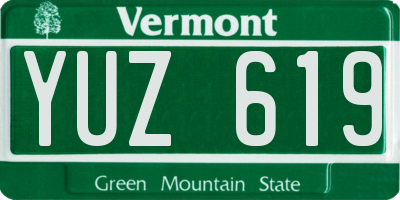 VT license plate YUZ619