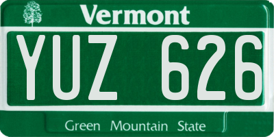 VT license plate YUZ626