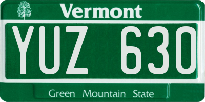VT license plate YUZ630