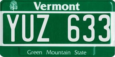 VT license plate YUZ633