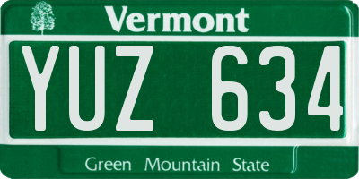 VT license plate YUZ634