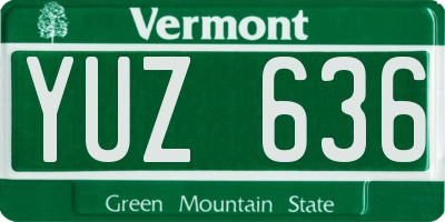 VT license plate YUZ636