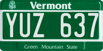 VT license plate YUZ637