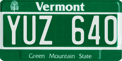 VT license plate YUZ640