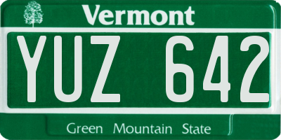 VT license plate YUZ642