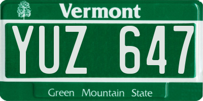 VT license plate YUZ647