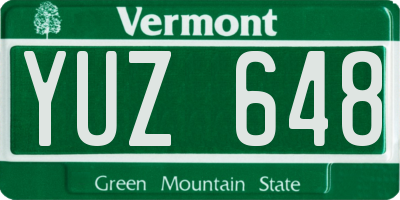 VT license plate YUZ648