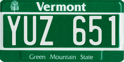 VT license plate YUZ651
