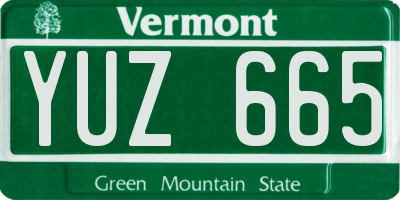 VT license plate YUZ665