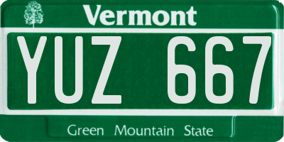 VT license plate YUZ667