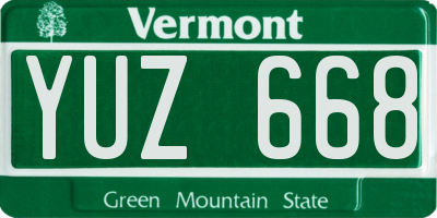 VT license plate YUZ668