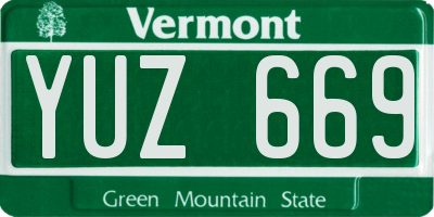 VT license plate YUZ669