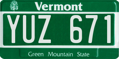 VT license plate YUZ671