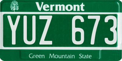 VT license plate YUZ673