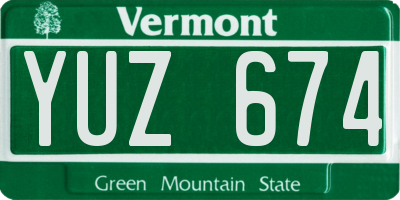VT license plate YUZ674