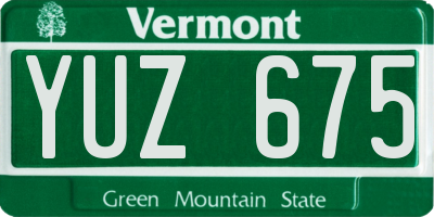 VT license plate YUZ675