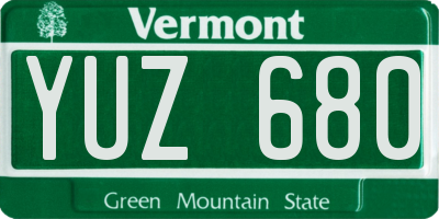 VT license plate YUZ680